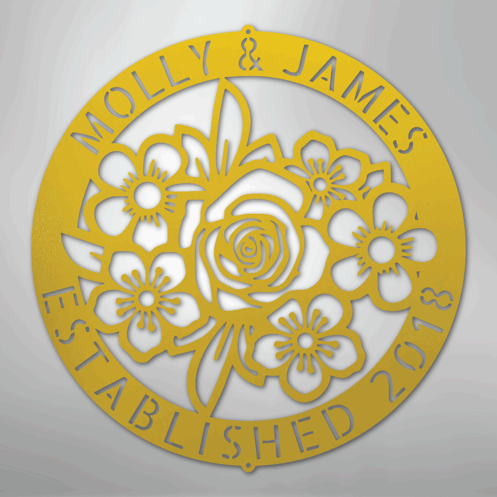 Floral Ring Personalized Monogram Steel Metal Sign Wall ArtCustomly Gifts