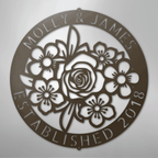 Floral Ring Personalized Monogram Steel Metal Sign Wall ArtCustomly Gifts