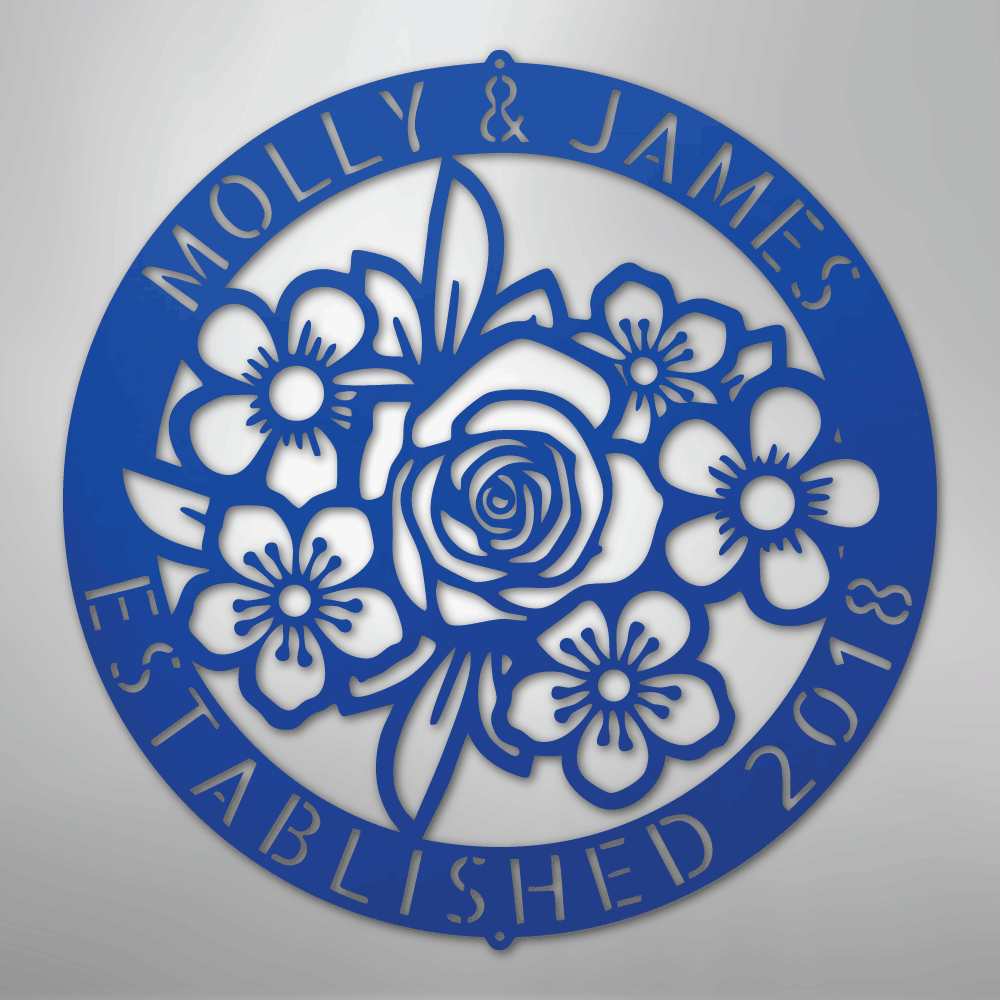 Floral Ring Personalized Monogram Steel Metal Sign Wall ArtCustomly Gifts