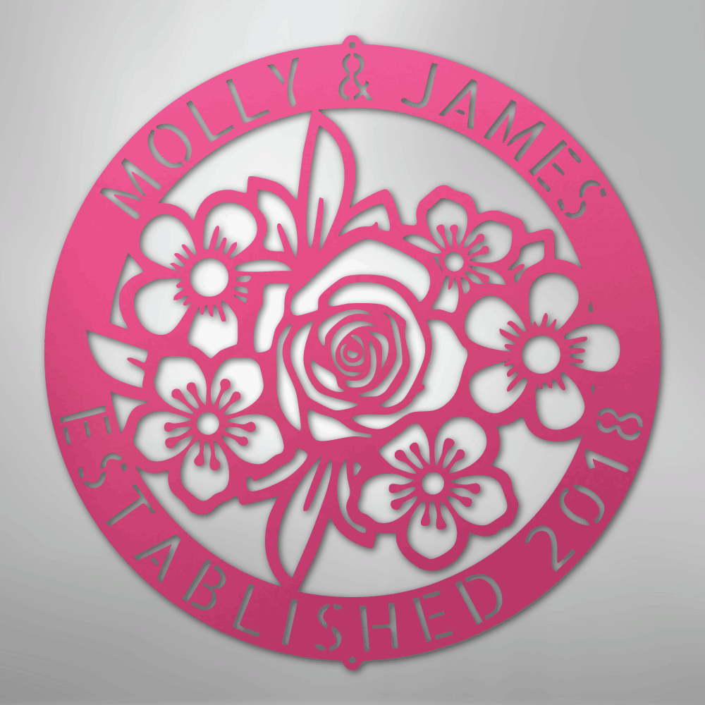 Floral Ring Personalized Monogram Steel Metal Sign Wall ArtCustomly Gifts