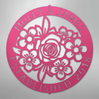 Floral Ring Personalized Monogram Steel Metal Sign Wall ArtCustomly Gifts