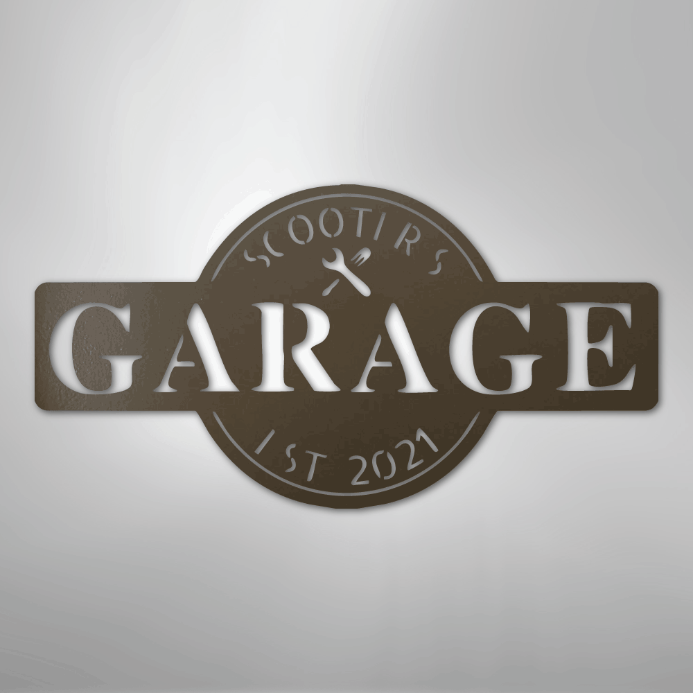 Garage Monogram Personalized Steel Metal Sign Wall ArtCustomly Gifts