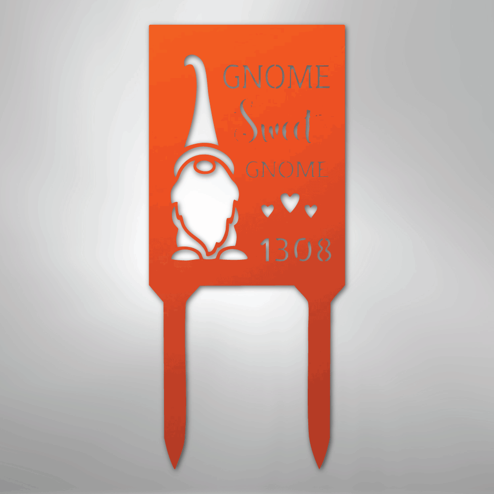Gnome Home Personalized Address Yard Steel Metal StakeCustomly Gifts