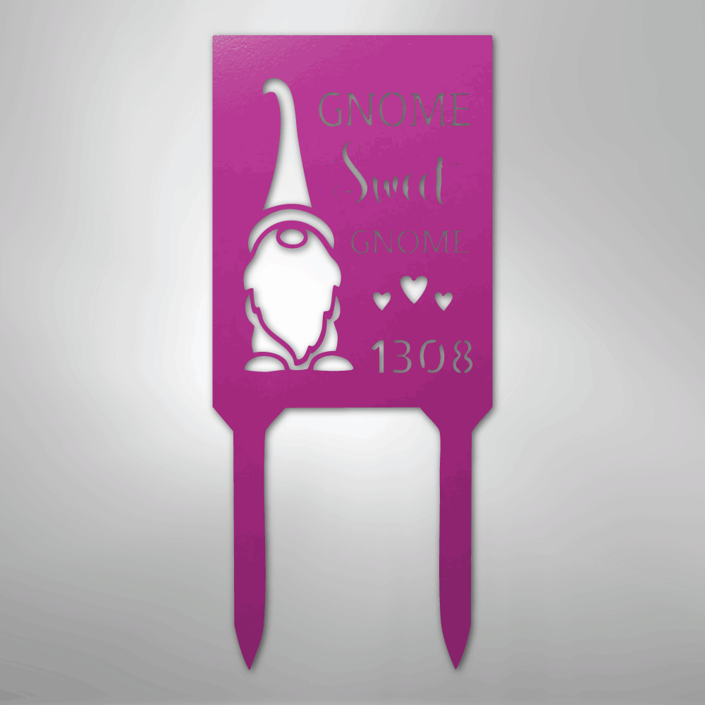 Gnome Home Personalized Address Yard Steel Metal StakeCustomly Gifts