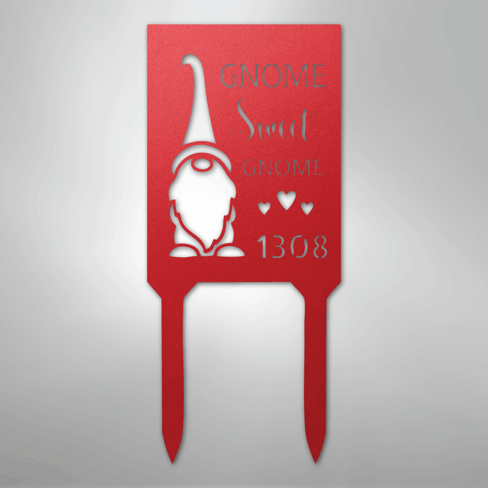 Gnome Home Personalized Address Yard Steel Metal StakeCustomly Gifts