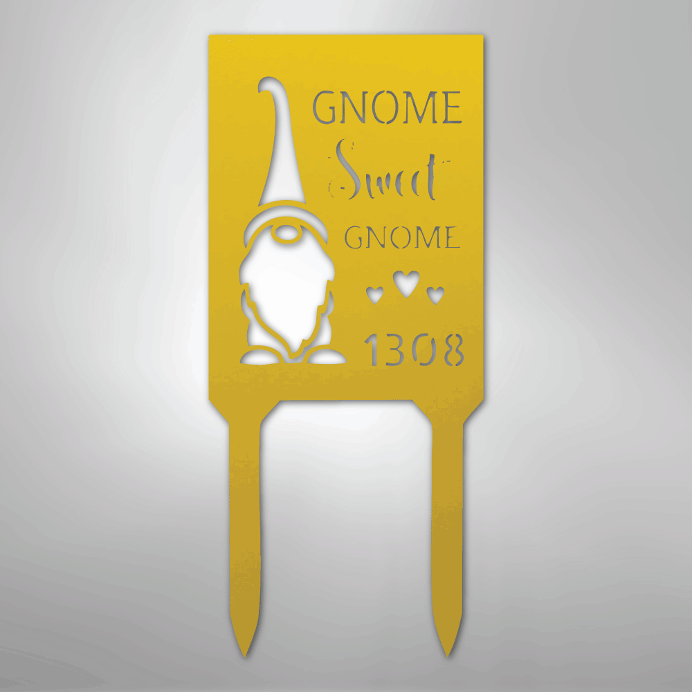 Gnome Home Personalized Address Yard Steel Metal StakeCustomly Gifts