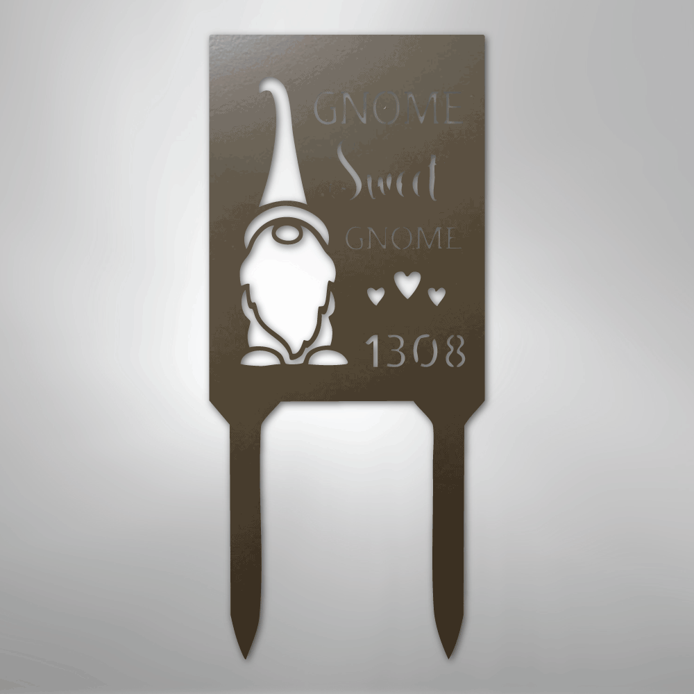 Gnome Home Personalized Address Yard Steel Metal StakeCustomly Gifts