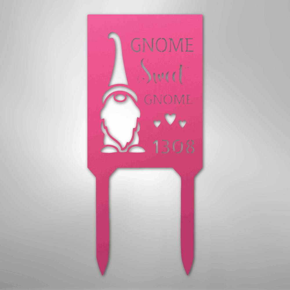 Gnome Home Personalized Address Yard Steel Metal StakeCustomly Gifts