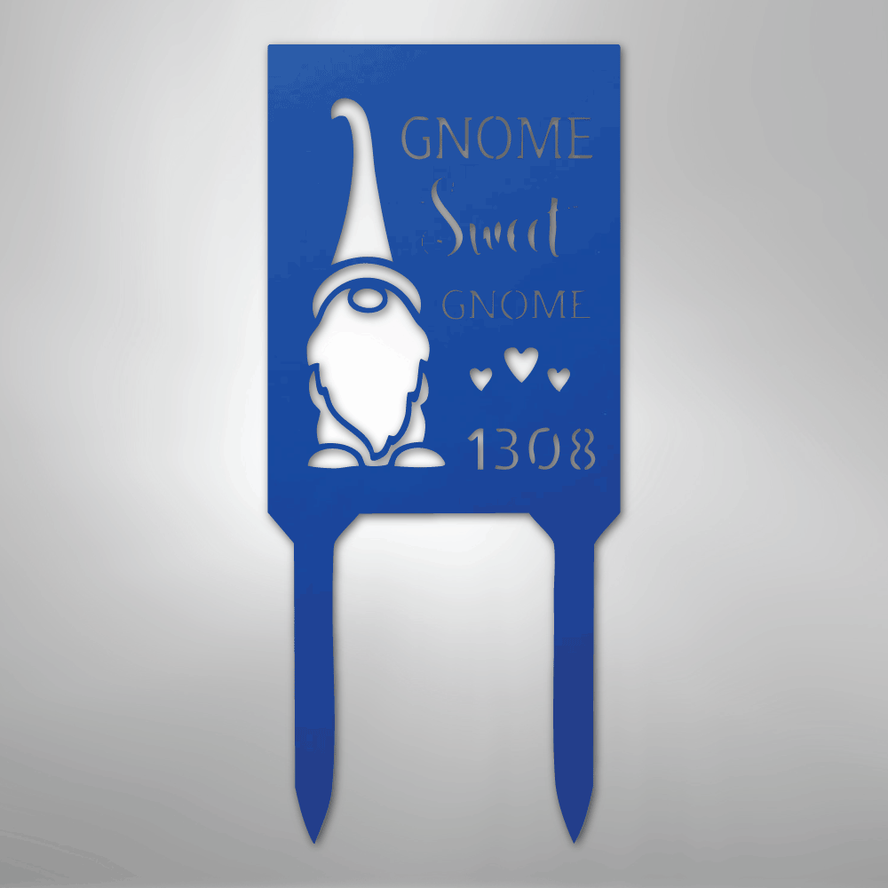Gnome Home Personalized Address Yard Steel Metal StakeCustomly Gifts