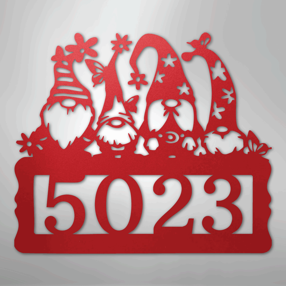 Gnome Personalized Address Sign - Steel Metal SignCustomly Gifts