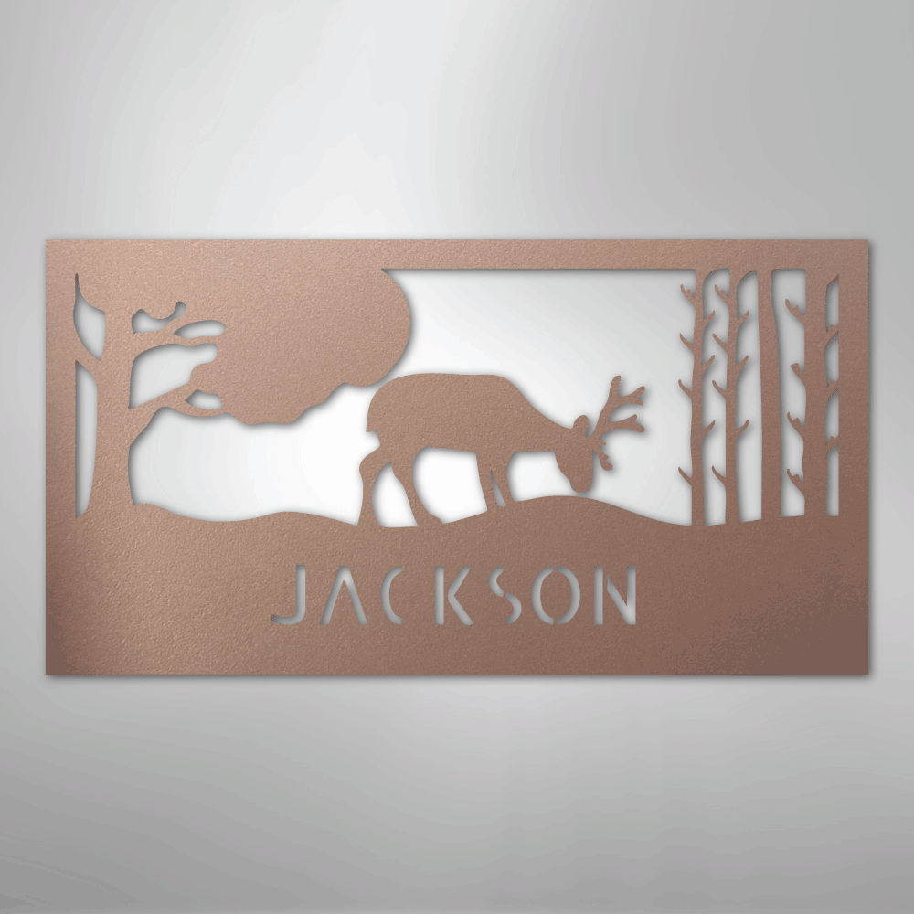 Grazing Deer Personalized Steel Metal Sign Wall ArtCustomly Gifts