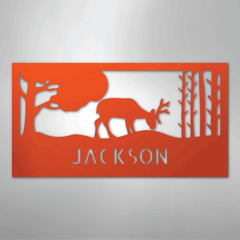 Grazing Deer Personalized Steel Metal Sign Wall ArtCustomly Gifts
