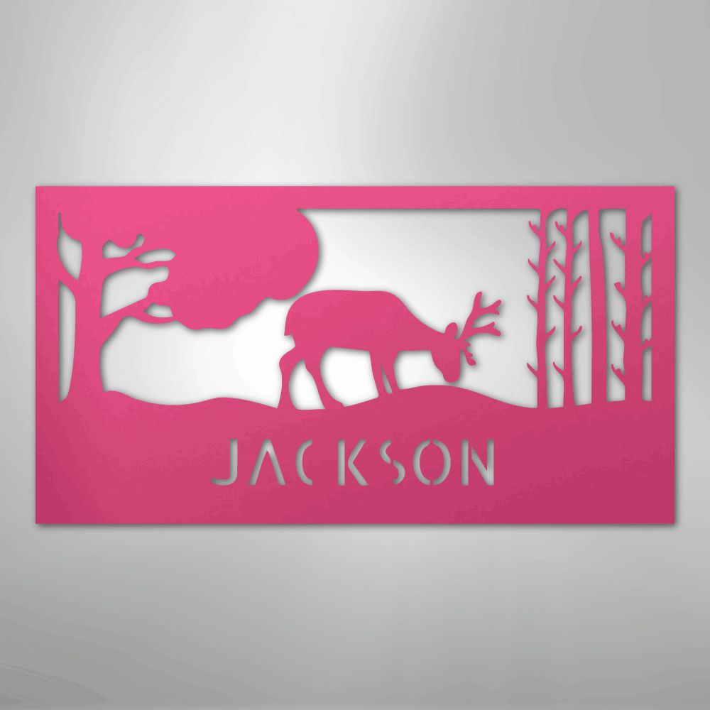 Grazing Deer Personalized Steel Metal Sign Wall ArtCustomly Gifts