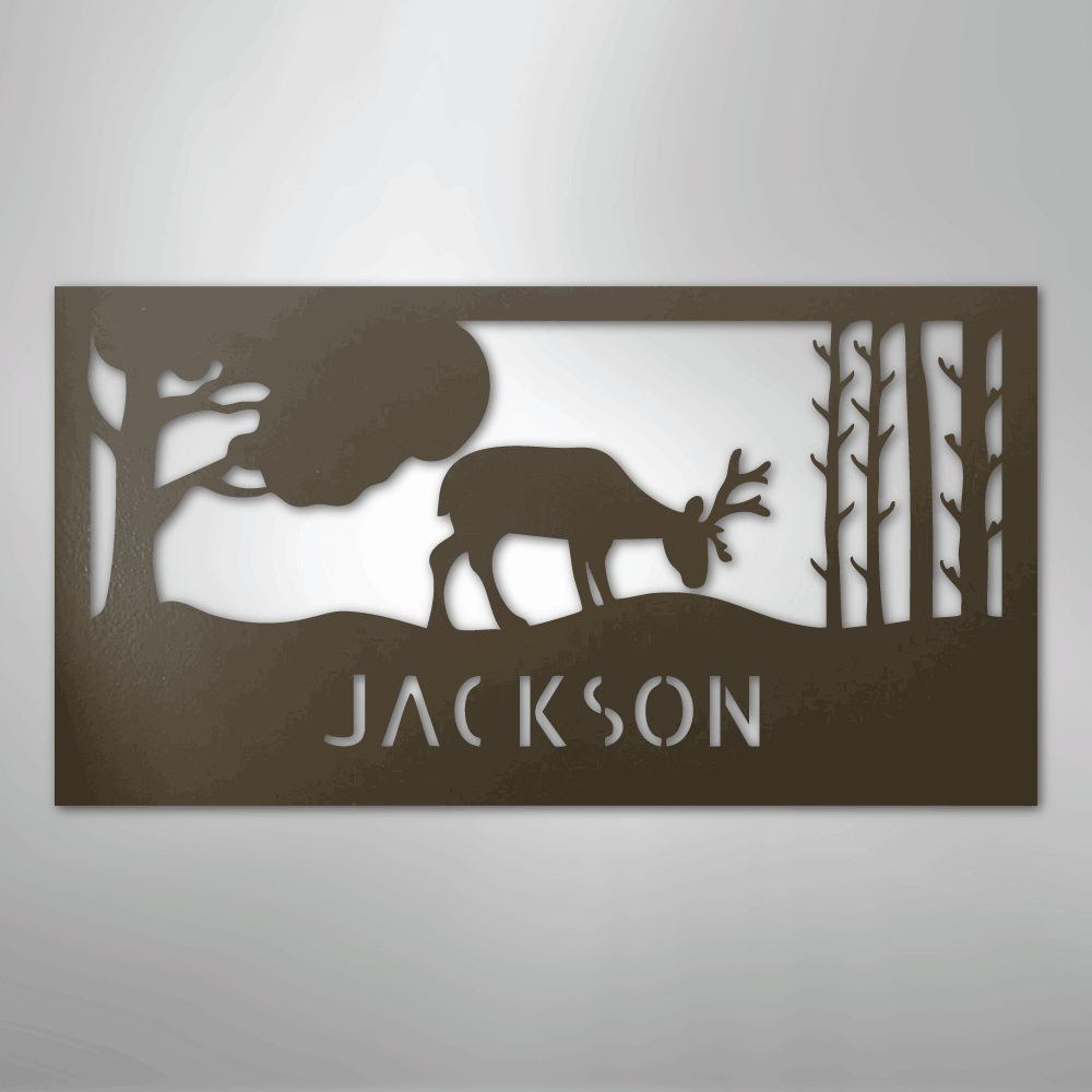 Grazing Deer Personalized Steel Metal Sign Wall ArtCustomly Gifts