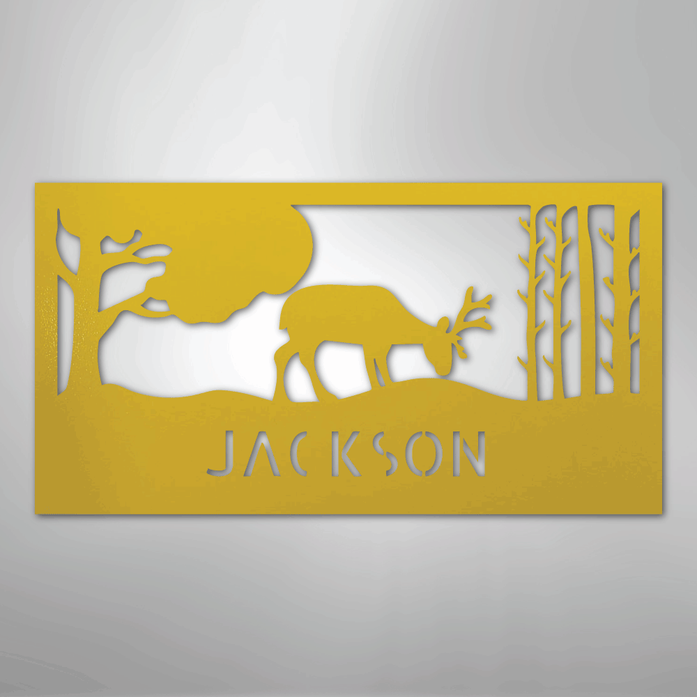 Grazing Deer Personalized Steel Metal Sign Wall ArtCustomly Gifts