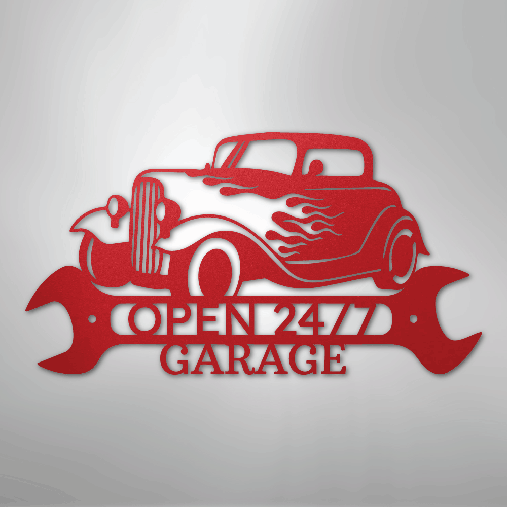 Hot Rod Shop Personalized Steel Metal Sign Wall ArtCustomly Gifts