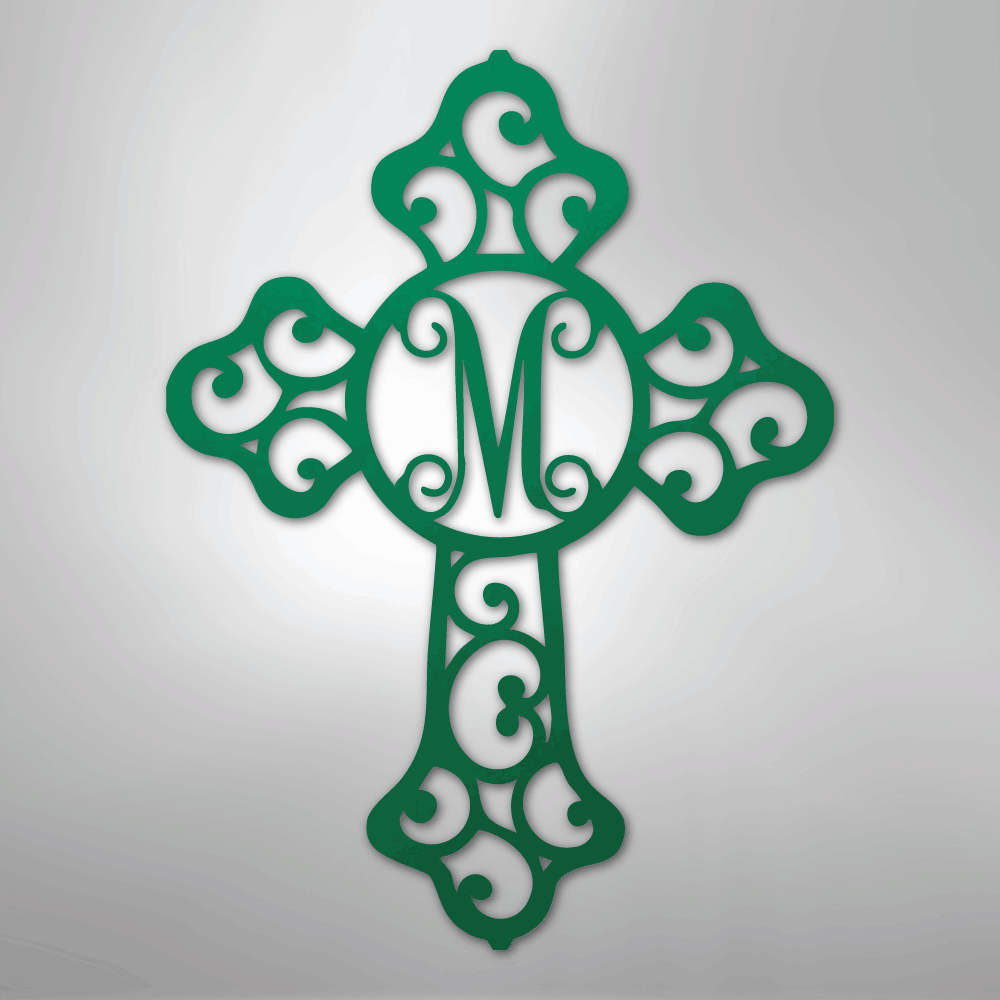Initial Cross Personalized Monogram Steel Metal Sign Wall ArtCustomly Gifts