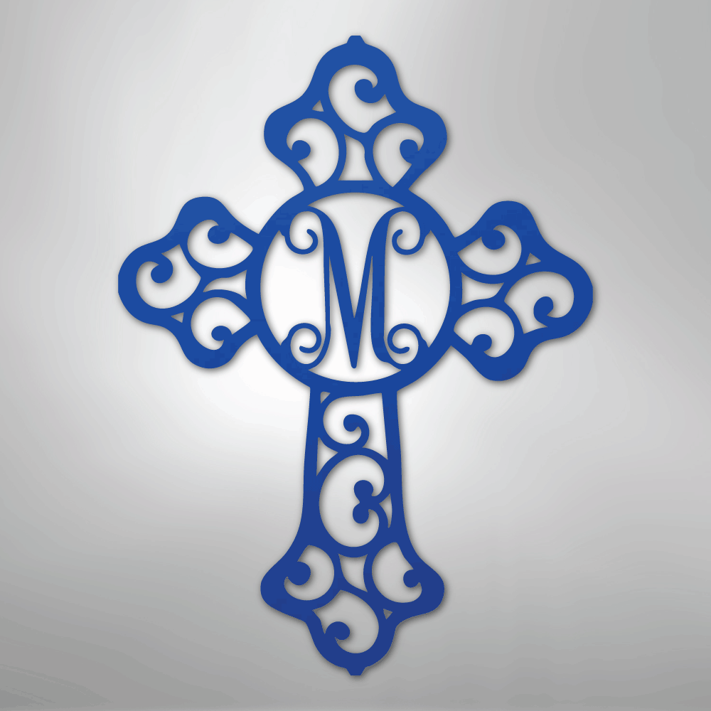 Initial Cross Personalized Monogram Steel Metal Sign Wall ArtCustomly Gifts