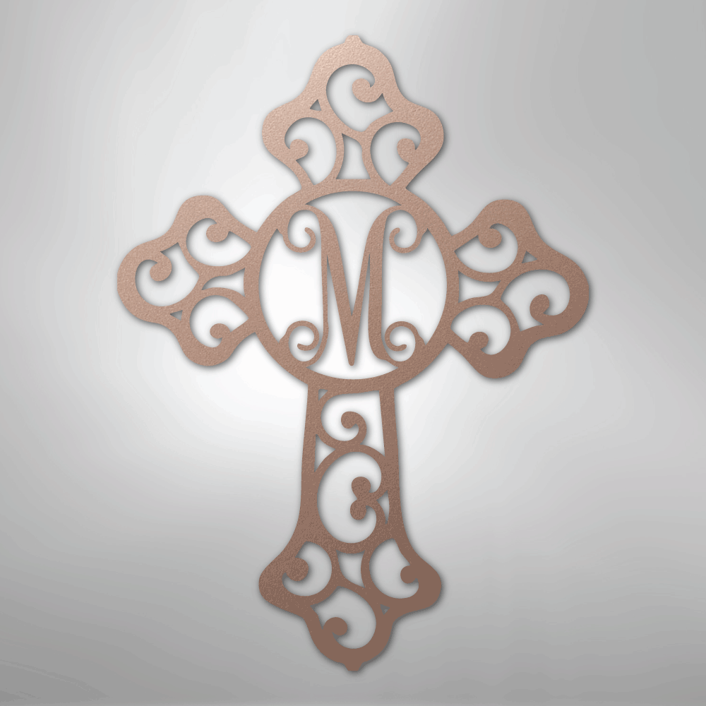 Initial Cross Personalized Monogram Steel Metal Sign Wall ArtCustomly Gifts