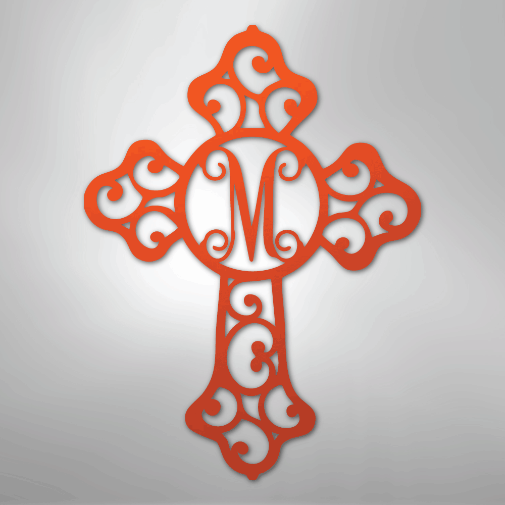 Initial Cross Personalized Monogram Steel Metal Sign Wall ArtCustomly Gifts