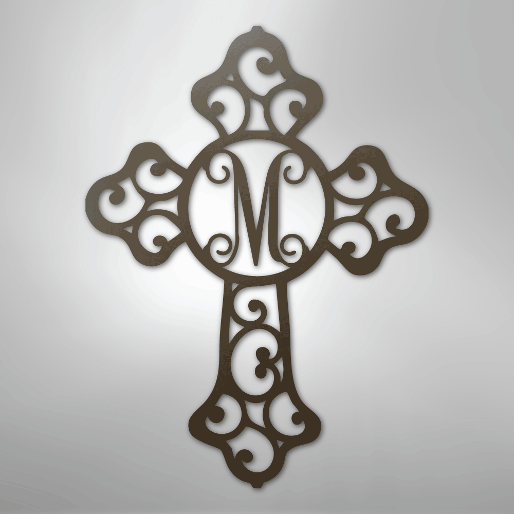 Initial Cross Personalized Monogram Steel Metal Sign Wall ArtCustomly Gifts