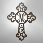 Initial Cross Personalized Monogram Steel Metal Sign Wall ArtCustomly Gifts