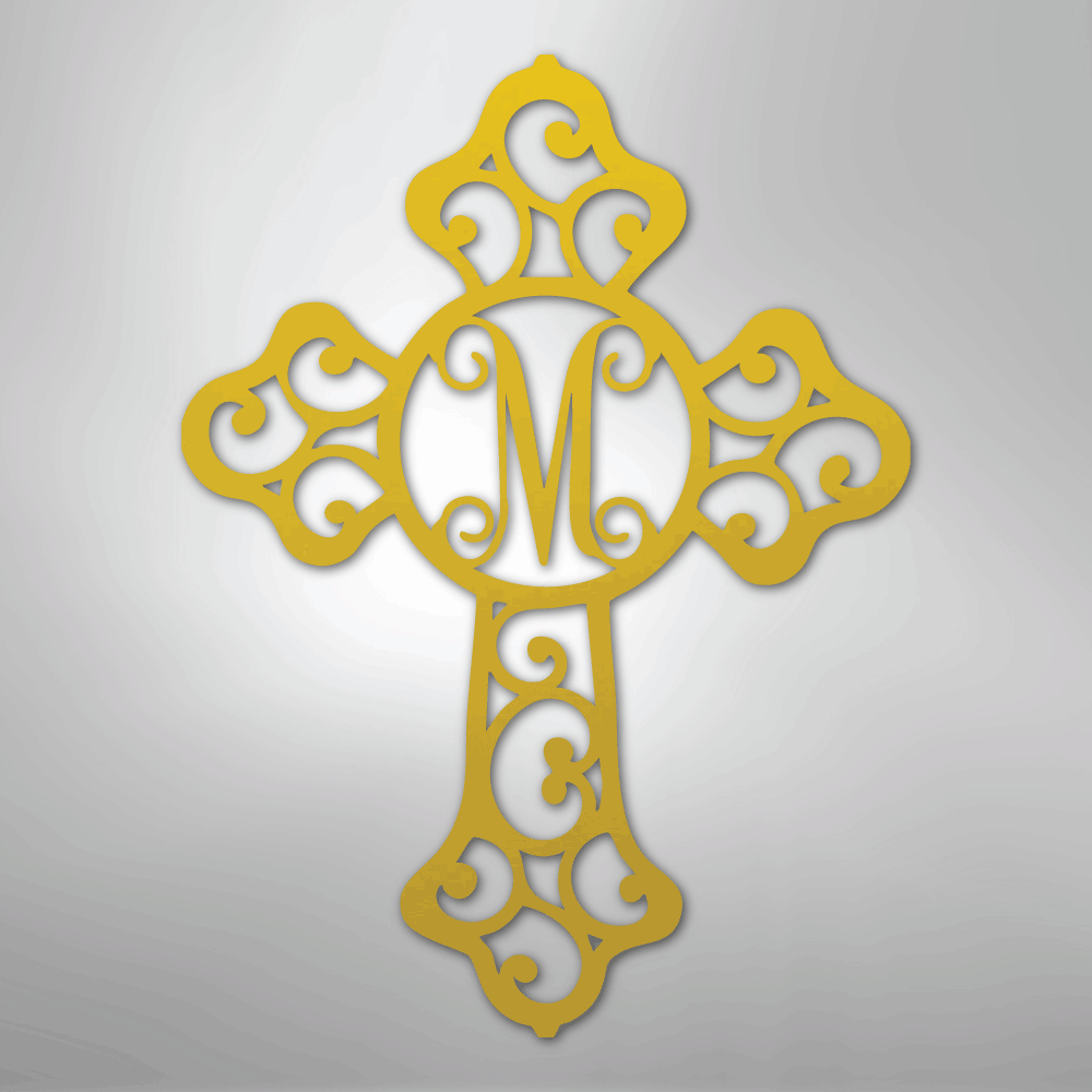 Initial Cross Personalized Monogram Steel Metal Sign Wall ArtCustomly Gifts