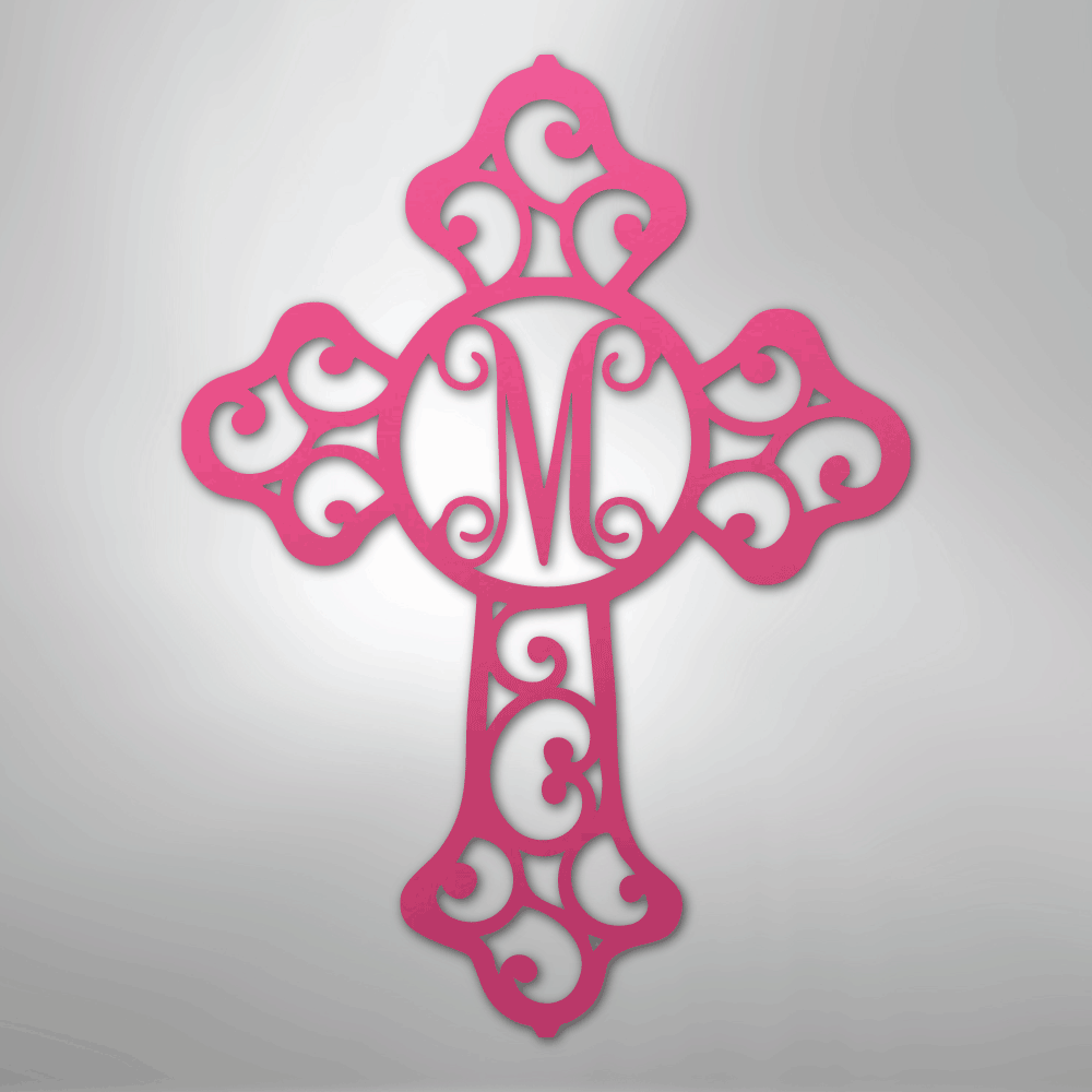 Initial Cross Personalized Monogram Steel Metal Sign Wall ArtCustomly Gifts
