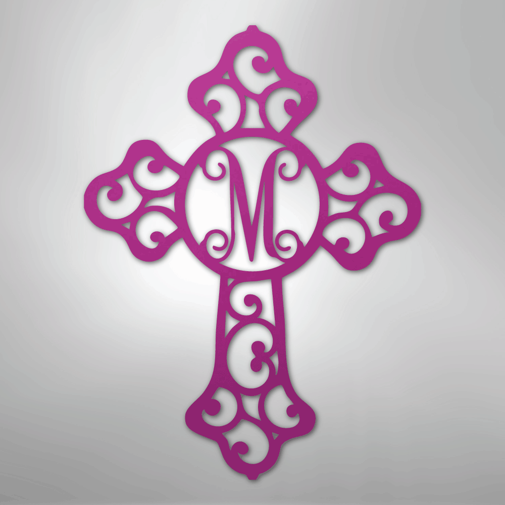 Initial Cross Personalized Monogram Steel Metal Sign Wall ArtCustomly Gifts
