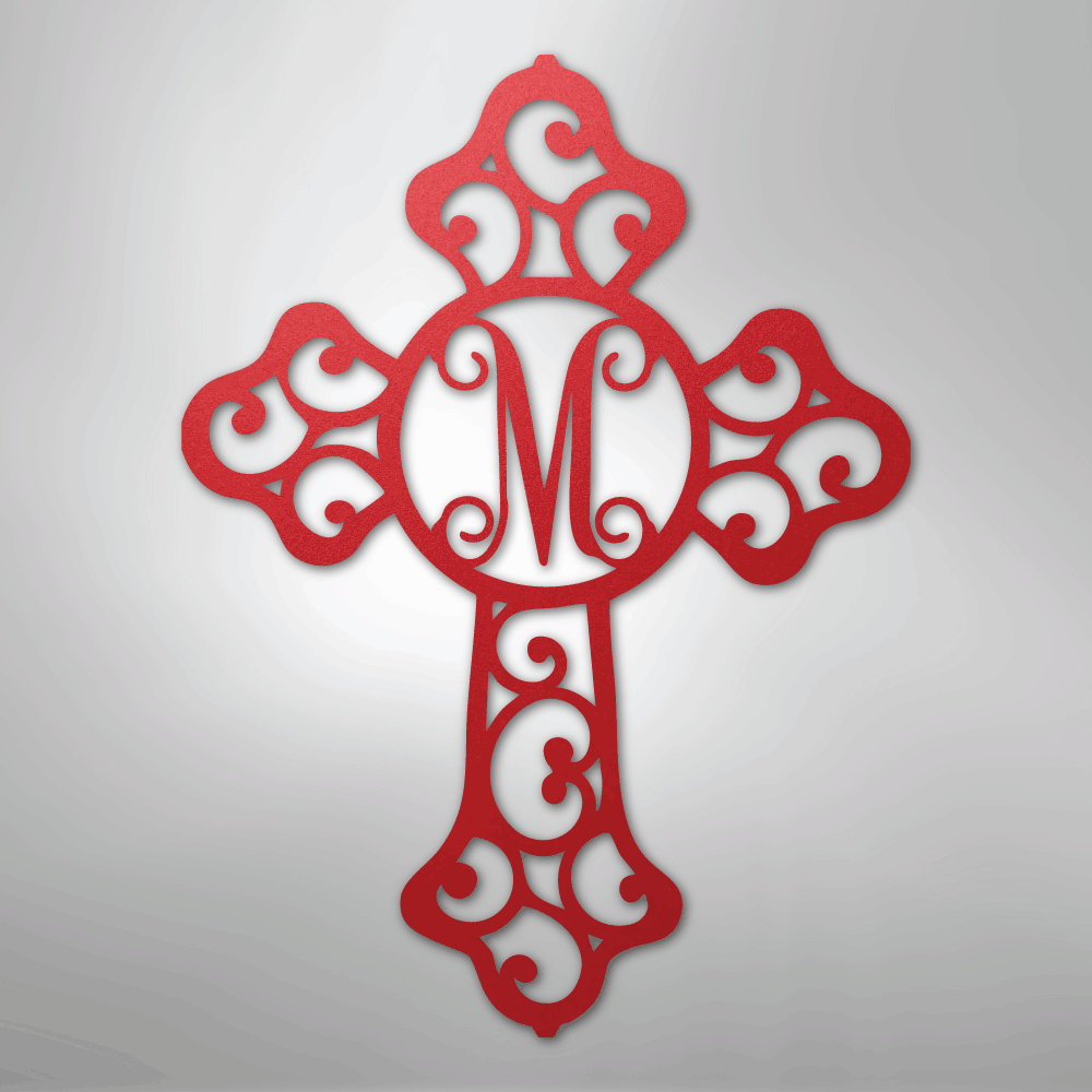 Initial Cross Personalized Monogram Steel Metal Sign Wall ArtCustomly Gifts