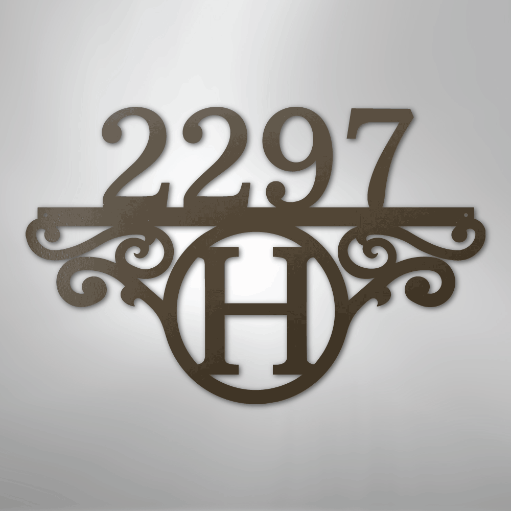 Initial Monogram Street Address Personalized Steel Metal SignCustomly Gifts
