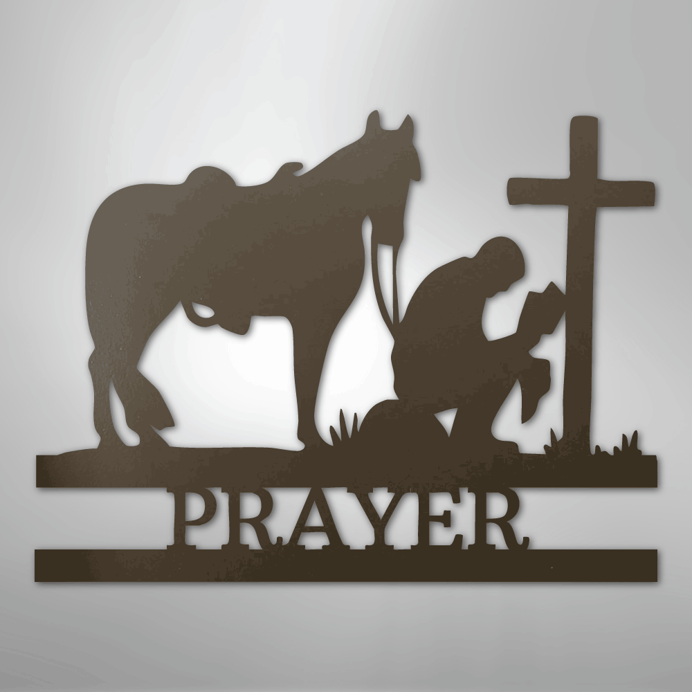 Kneeling Cowboy Cross Personalized Memorial Steel Metal SignCustomly Gifts