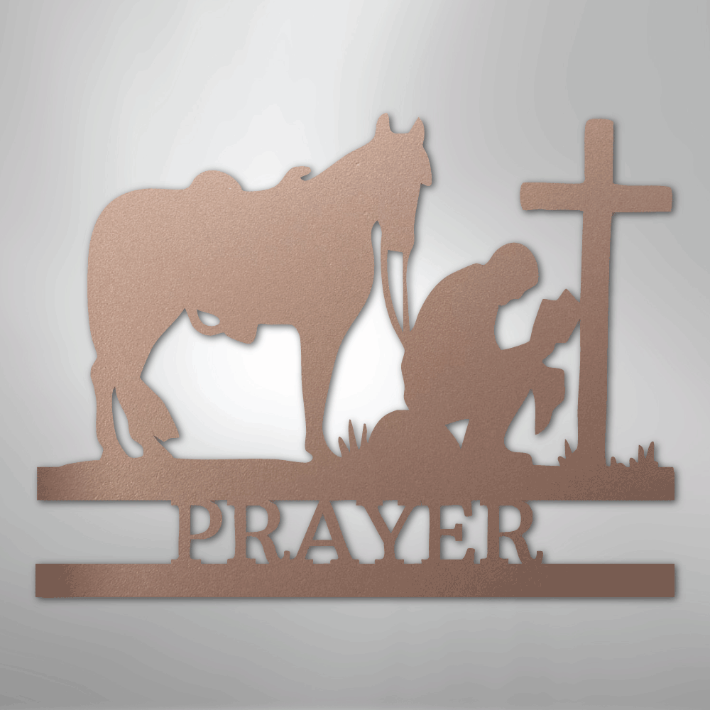 Kneeling Cowboy Cross Personalized Memorial Steel Metal SignCustomly Gifts