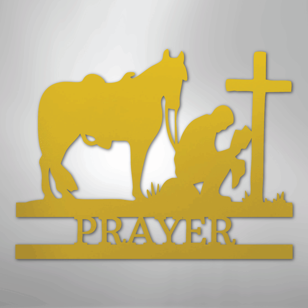 Kneeling Cowboy Cross Personalized Memorial Steel Metal SignCustomly Gifts