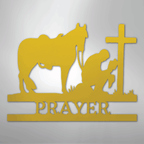 Kneeling Cowboy Cross Personalized Memorial Steel Metal SignCustomly Gifts