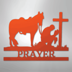 Kneeling Cowboy Cross Personalized Memorial Steel Metal SignCustomly Gifts