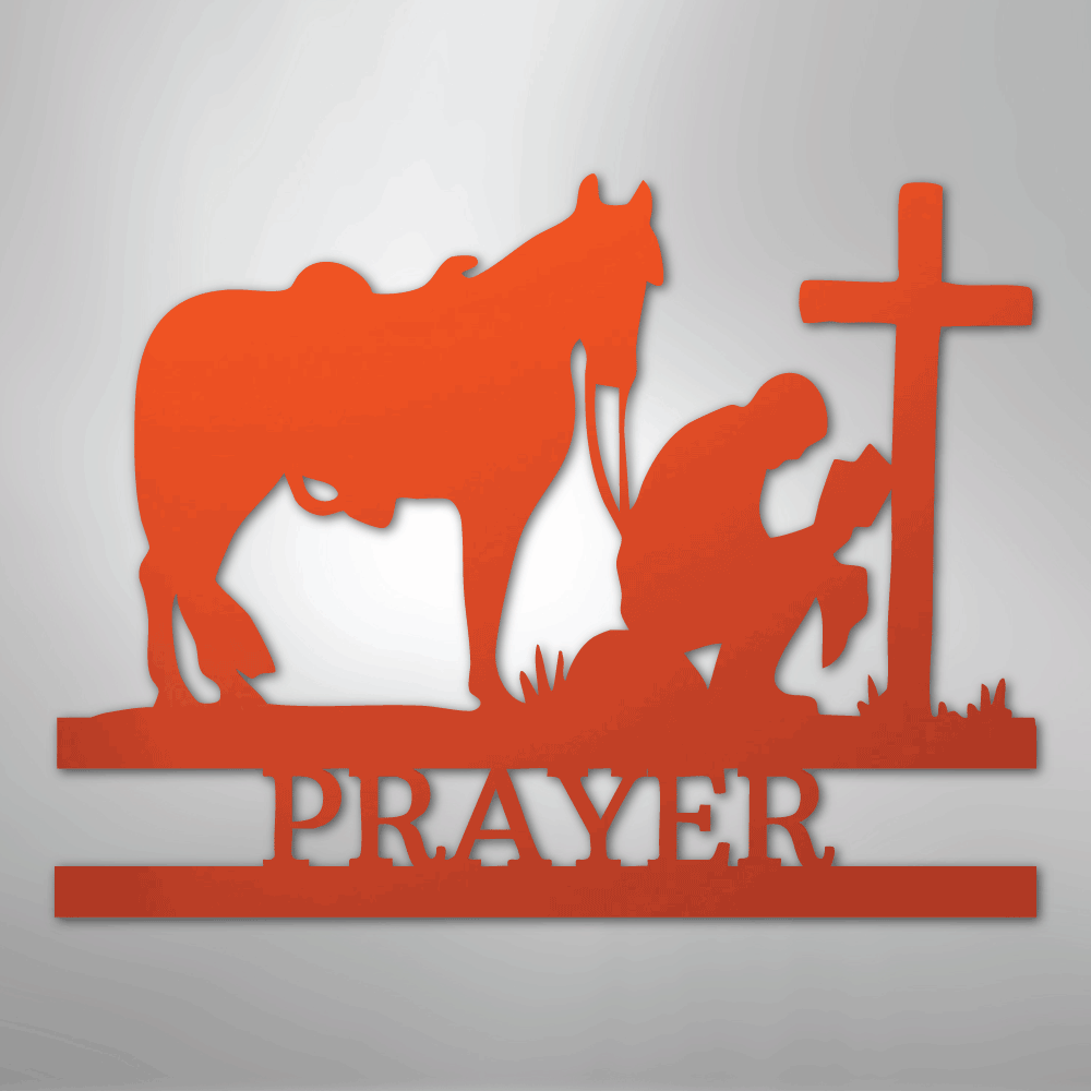 Kneeling Cowboy Cross Personalized Memorial Steel Metal SignCustomly Gifts