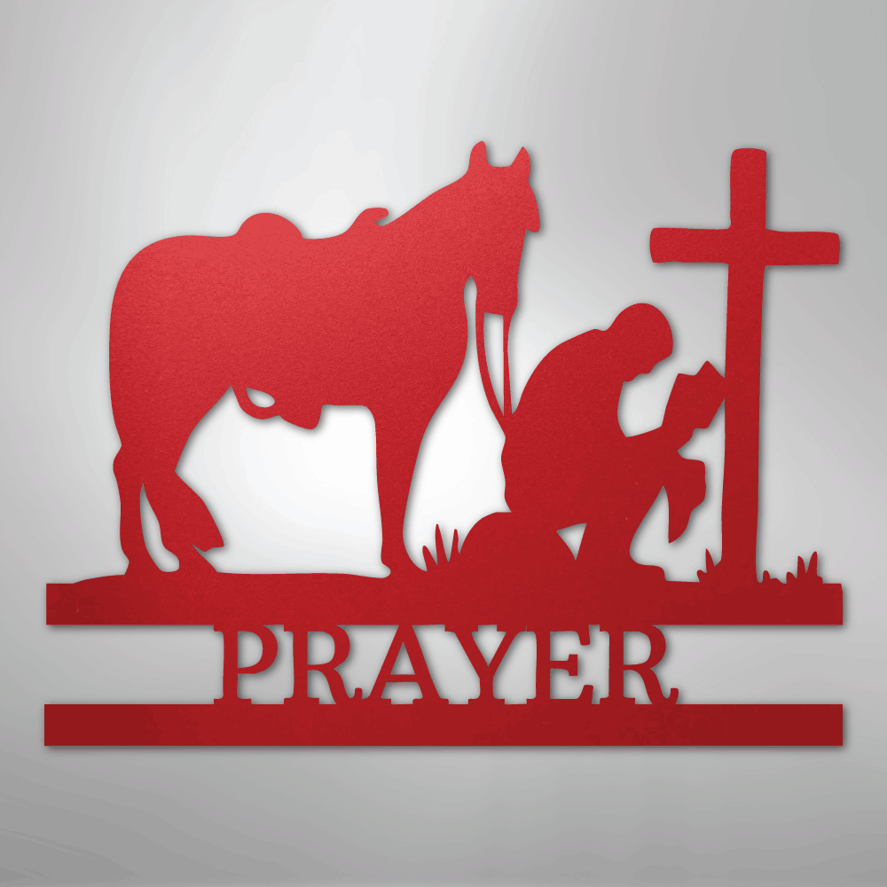 Kneeling Cowboy Cross Personalized Memorial Steel Metal SignCustomly Gifts