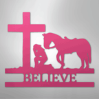 Kneeling Cowgirl Cross Personalized Memorial Steel Metal SignCustomly Gifts