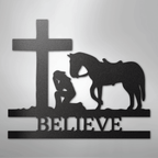 Kneeling Cowgirl Cross Personalized Memorial Steel Metal SignCustomly Gifts