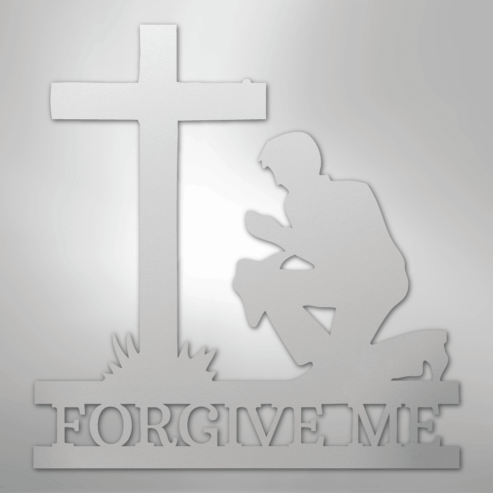 Kneeling Man Cross Personalized Memorial Steel Metal SignCustomly Gifts