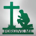 Kneeling Man Cross Personalized Memorial Steel Metal SignCustomly Gifts