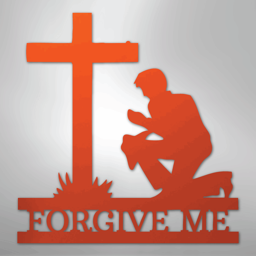 Kneeling Man Cross Personalized Memorial Steel Metal SignCustomly Gifts