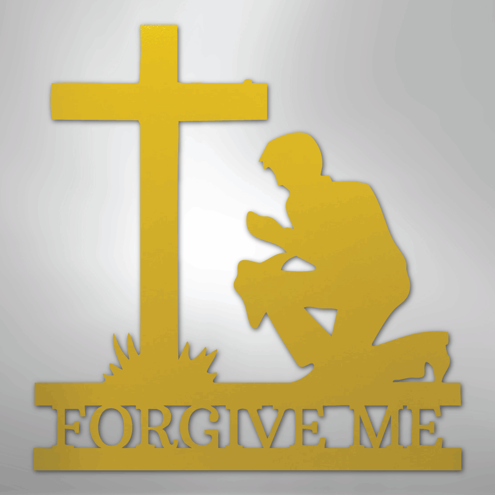 Kneeling Man Cross Personalized Memorial Steel Metal SignCustomly Gifts