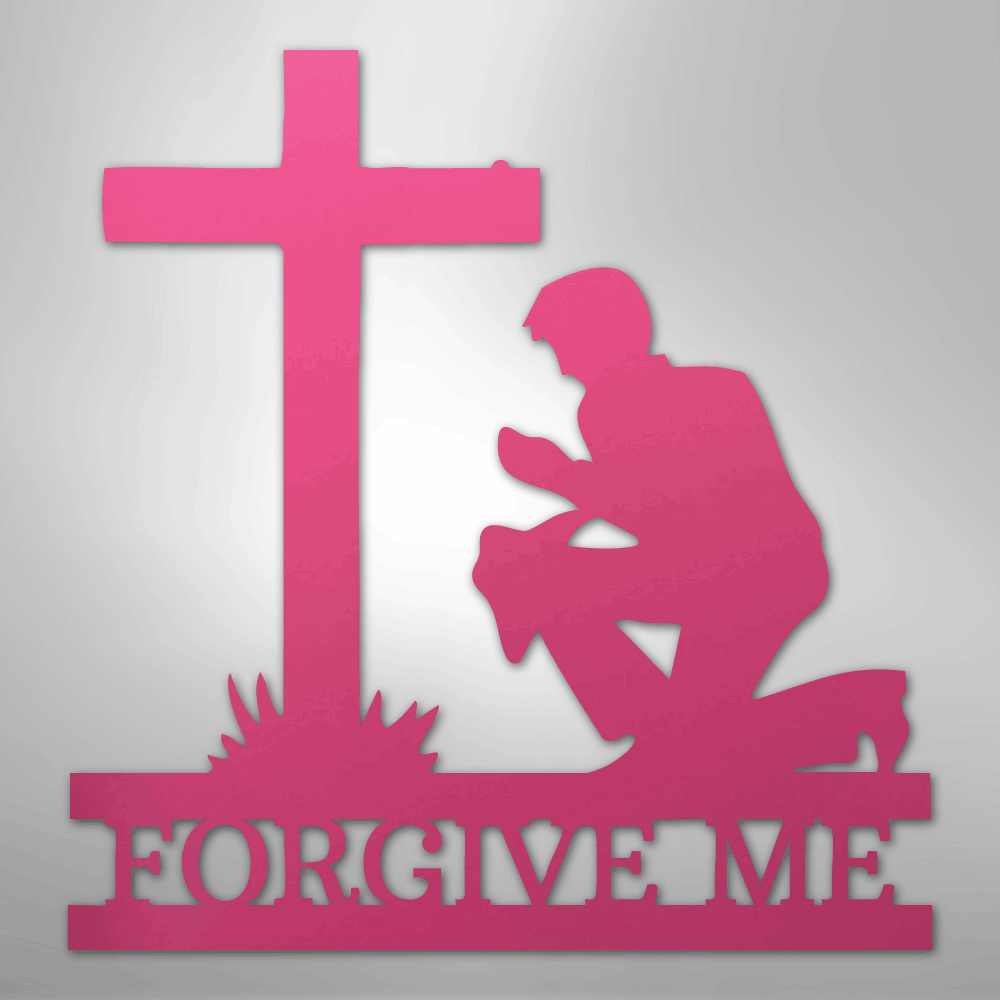 Kneeling Man Cross Personalized Memorial Steel Metal SignCustomly Gifts