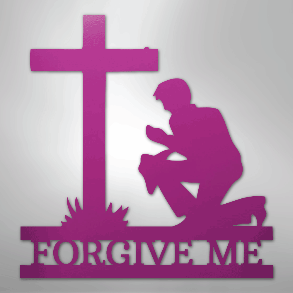 Kneeling Man Cross Personalized Memorial Steel Metal SignCustomly Gifts