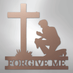 Kneeling Man Cross Personalized Memorial Steel Metal SignCustomly Gifts