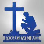 Kneeling Man Cross Personalized Memorial Steel Metal SignCustomly Gifts