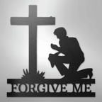 Kneeling Man Cross Personalized Memorial Steel Metal SignCustomly Gifts
