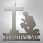 Kneeling Man Cross Personalized Memorial Steel Metal SignCustomly Gifts